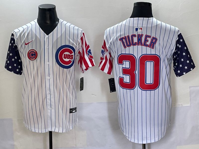 Men 2025 Chicago Cubs #30 Tucker White Stripe a generation of national flags Joint Name Nike MLB Jersey style 6